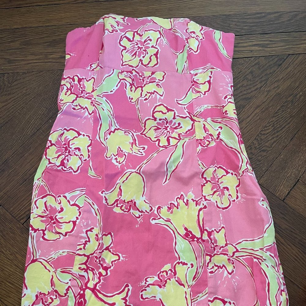 Lily Pulitzer Strapless Tie Back Dress Size 6